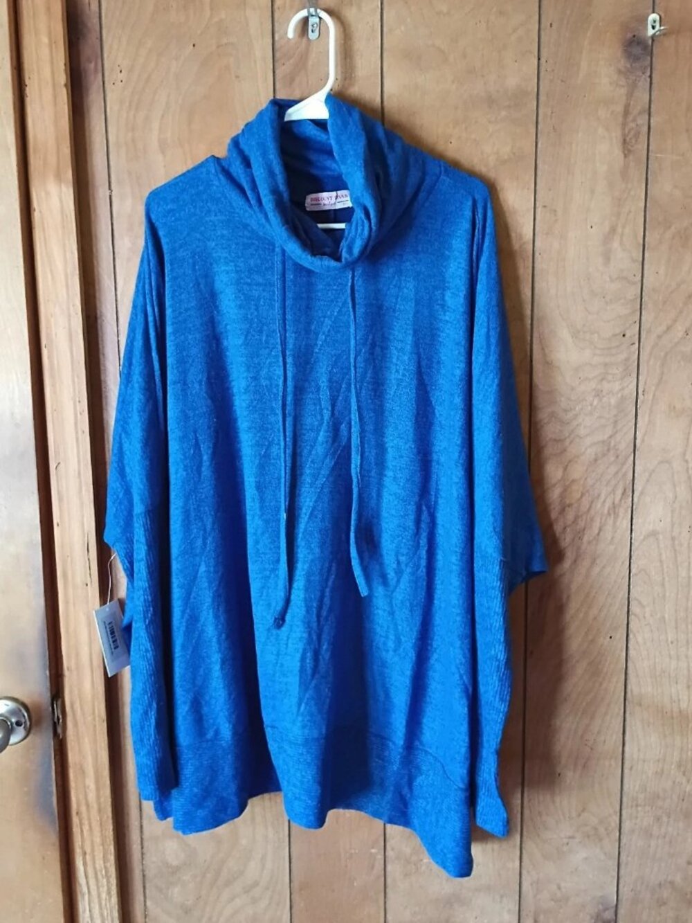 Discount Divas 3X Blue Funnel Neck Drawstring Pullover Tunic sweater NWT
